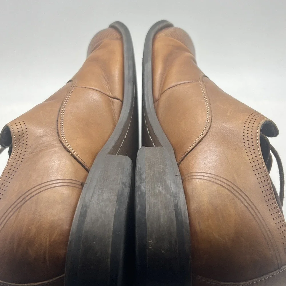 Kenneth Cole Reaction Brown Leather Oxford Cap-Toe Dress Shoes – Size 10.5 M‎